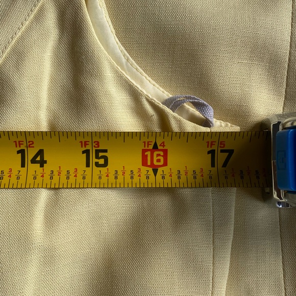 Yellow V-Neck Sheath Criss Cross Back Midi Dress for Cocktail Linen Blend - Picture 8 of 8